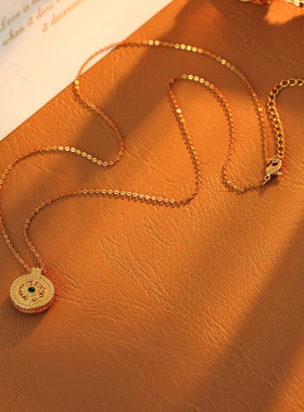 新中式复古八宝罗盘莲花项链女爆款轻奢百搭高级感锁骨链批发代发