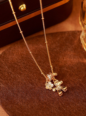 【马上有钱花】小马吊坠项链女时尚复古小众设计百搭锁骨链高级感