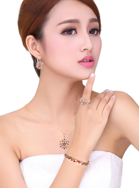 蒙娜丽莎水晶时尚百搭炫彩女戒指