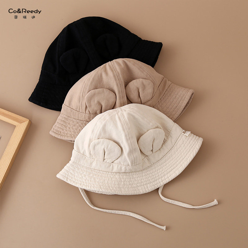 婴儿帽子春夏季简约遮阳盆帽男女宝宝百搭可爱兔耳透气渔夫帽,淘宝优惠券,粉丝福利购,淘宝优惠卷