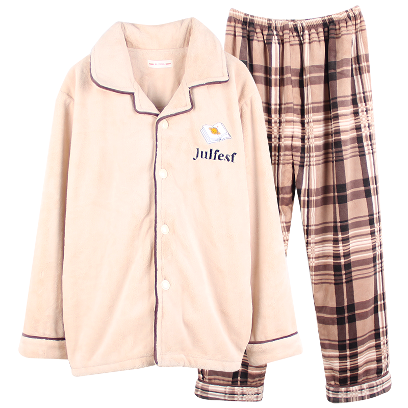 情侣秋冬款法兰绒加厚加绒男女睡衣 优黛悦睡衣/家居服套装