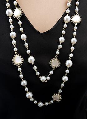 优贝朵多层爱心小香风毛衣链配饰