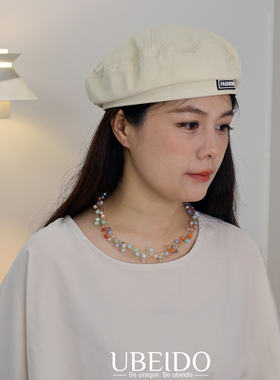 优贝朵新款多层彩色水晶锁骨项链