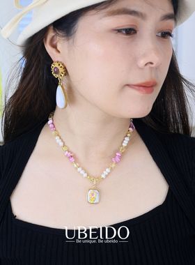 优贝朵新款多巴胺天然珍珠项链