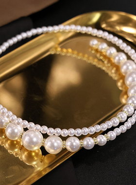 优贝朵夏季新款施家珍珠所锁骨链