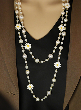 优贝朵长款小雏菊香风项链毛衣链