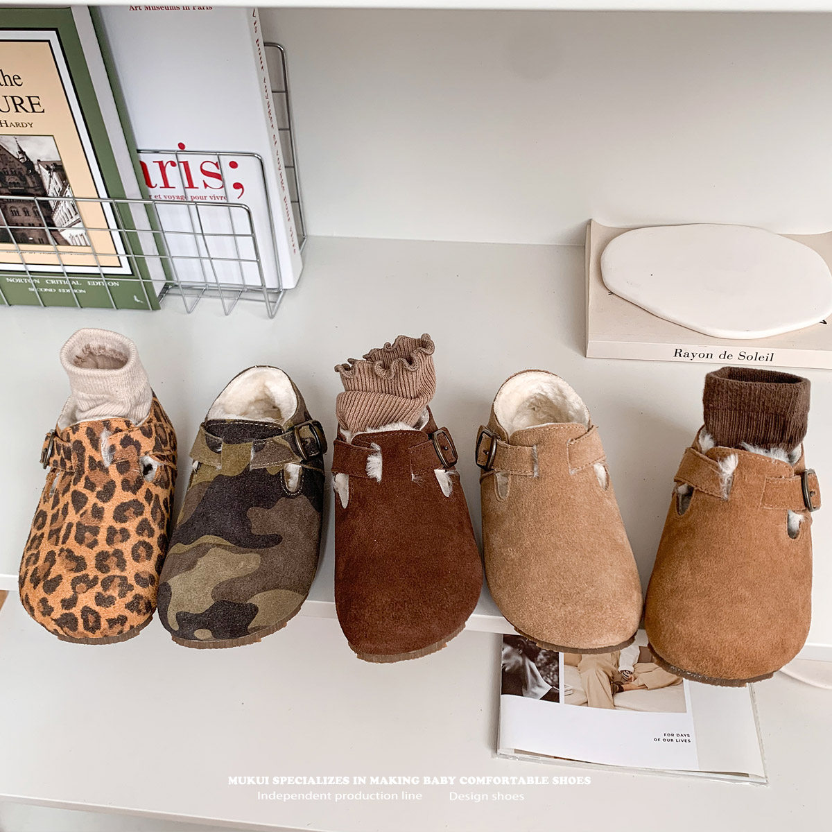 加绒儿童勃肯鞋秋冬新款豹纹宝宝棉鞋牛皮女童毛毛鞋软底男豆豆鞋,淘宝优惠券,粉丝福利购,淘宝优惠卷