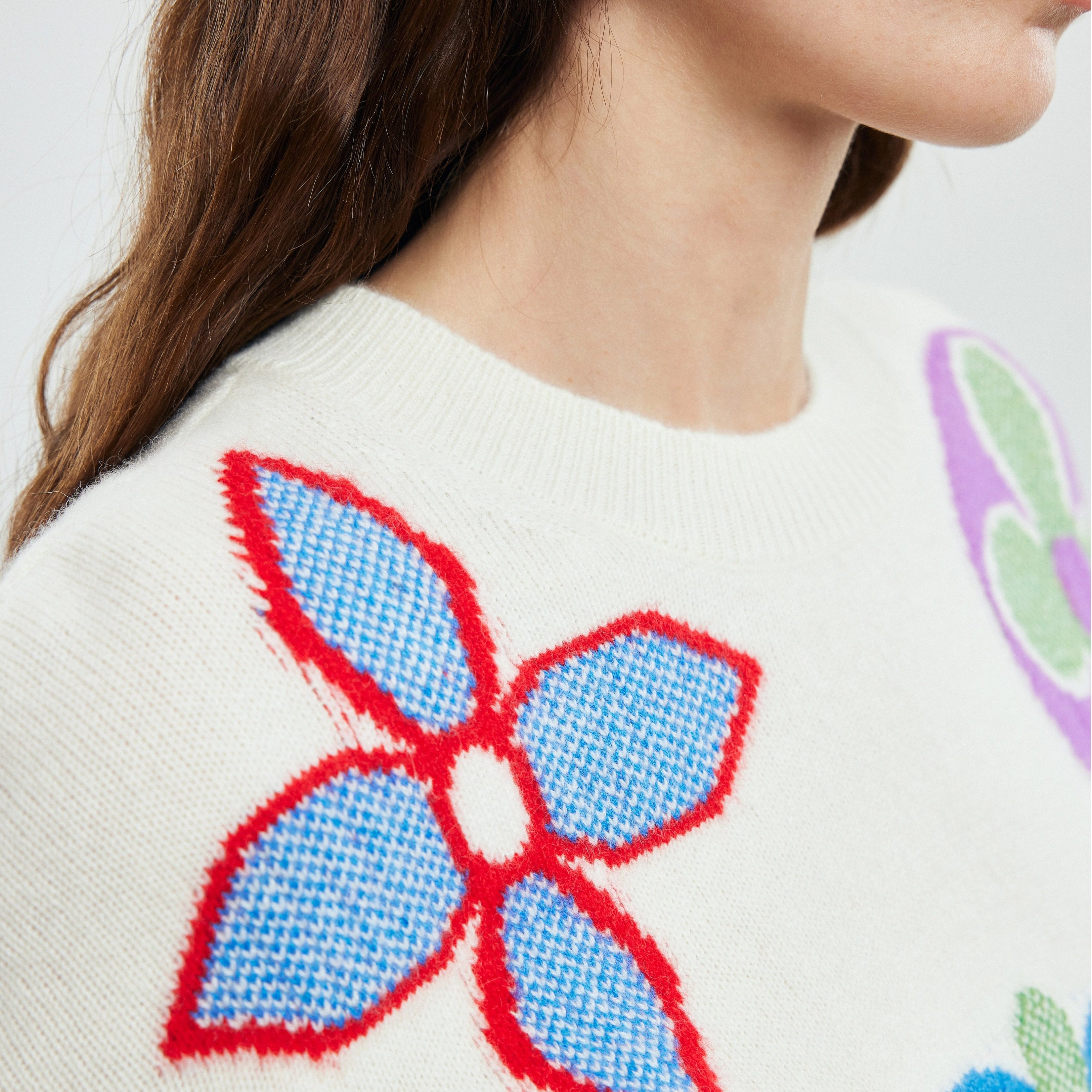 帕罗100%纯羊绒秋冬软糯圆领长袖提花宽松打底衫针织百搭毛衣女,淘宝优惠券,粉丝福利购,淘宝优惠卷