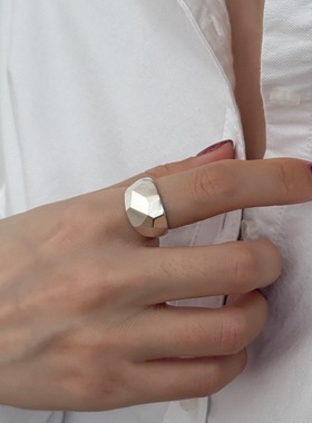 饰尚e族不规则反射面戒指女几何切割重工时尚百搭开口指环ins风食
