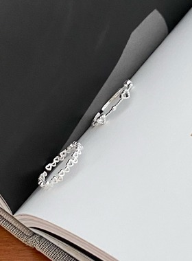 甜美小巧爱心戒指女小众设计叠戴戒指组合简约开口指环轻奢高级感