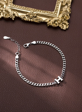 字母H手链女士复古简约个性一字打结几何方块手环女款2025新款