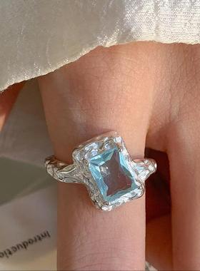 饰尚e族甜酷蓝色海洋戒指女时尚气质韩版个性几何开口指环ins小众