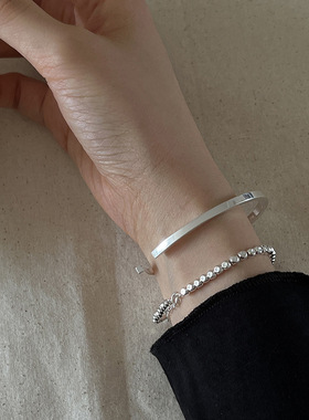 饰尚e族简约素圈手镯女韩版时尚个性几何方形手环冷淡风气