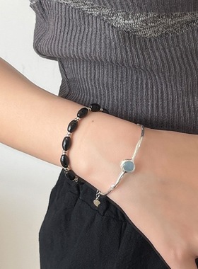 饰尚e族甜美蓝色锆石微镶手镯女简约时尚百搭气质优雅手环