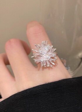 甜酷立体蒲公英戒指女精致轻奢优雅百搭开口指环ins风小众食指戒