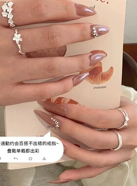 小清新花朵戒指女甜酷时尚百搭气质蝴蝶开口指环精致叠戴食指戒潮