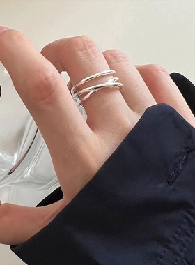 饰尚e族线条交叉戒指女简约百搭个性创意开口戒子指环尾戒