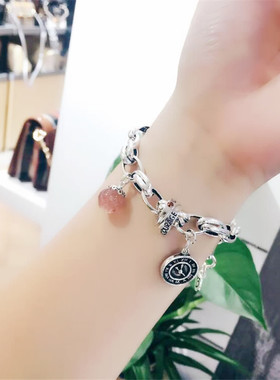 草莓晶复古时尚手链女通勤镀韩版休闲个性泰学生手环嘻哈饰品