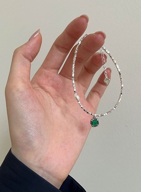 饰尚e族精致珍珠手链女ins风小众设计高级感轻奢绿色锆石手