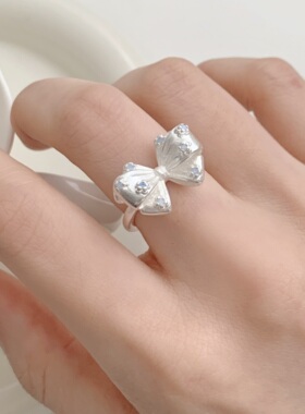 精致蝴蝶结戒指女轻奢高级感2026新款爆款开口戒指可调节食指指环