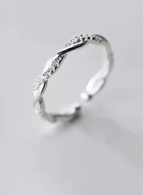 饰尚e族麻花细圈戒指女简约时尚个性百搭开口指环网红爆闪