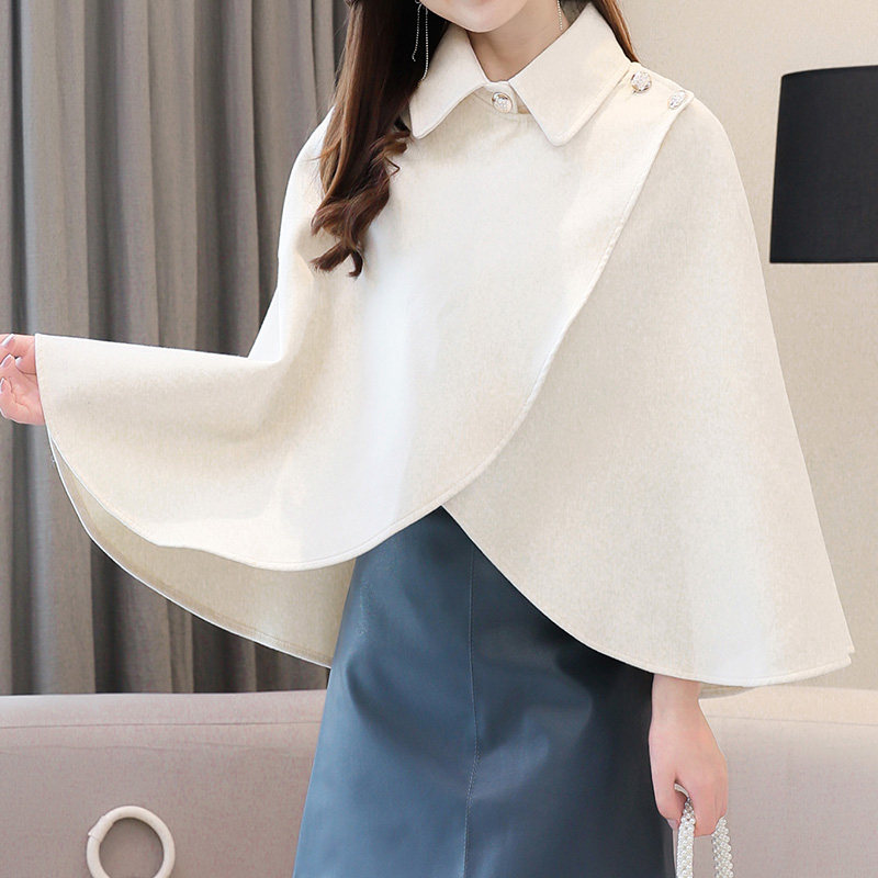 2020秋冬新款毛呢斗篷短款针织衫 邻家思语短外套