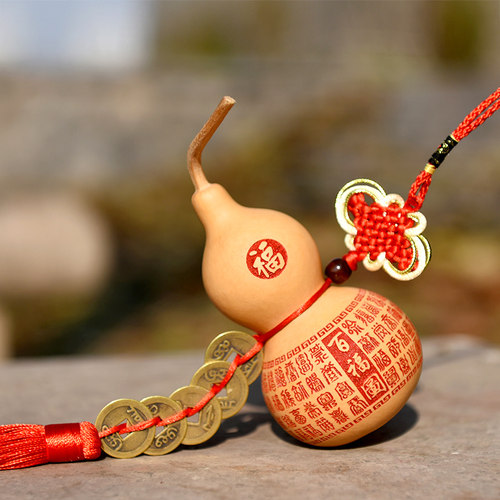 天然小葫芦挂件酒葫芦开口雕刻家居百福百寿大胡芦摆件装酒镇家宅 - 图0