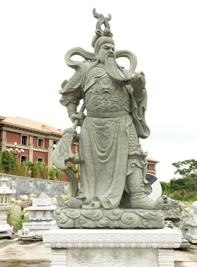 石雕关公武财神圆雕来图定制各种人物动物石雕浮雕花岗岩汉白玉