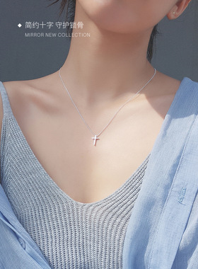 项链十字架girls925韩百搭女