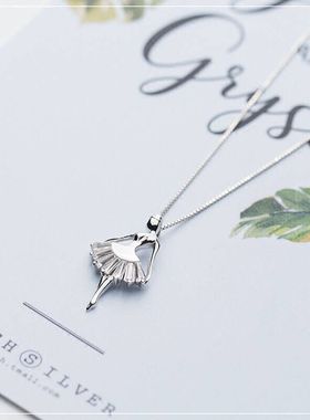 银项链韩版甜美镶钻芭蕾舞者