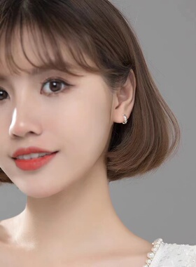 森系清新树叶可爱树枝橄榄叶S925纯银耳圈耳环耳钉女