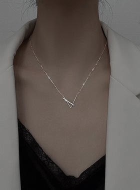 925纯银几何项链2021年新款轻奢小众设计感锁骨链简约女