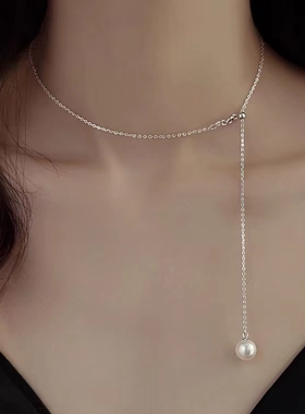 珍珠925银十字链女高级感项链