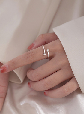 轻奢纯银日系冷淡风ins珍珠戒指