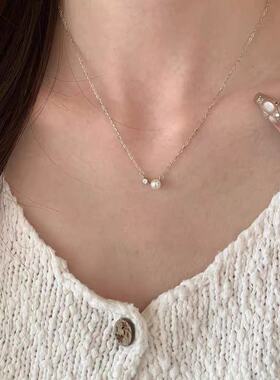通勤精致纯银珍珠项链女生配饰夏季轻奢小众气质简约锁骨链高级感