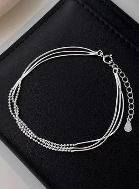 925纯银多层圆珠手链轻奢小众爆款手镯高级感闺蜜女手串