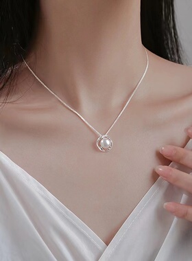 925银十字链女珍珠项链