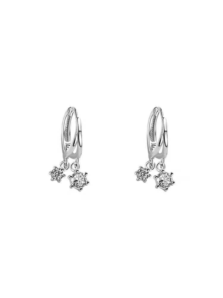 21款双闪钻流苏纯银耳环女耳饰耳钉个性耳圈轻奢复古小众冷淡风 - 图2