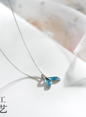 925银鱼尾项链简约女海豚闺蜜