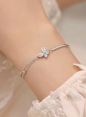925纯银蝴蝶手链轻奢2024新爆款高级感闺蜜手镯女生小众