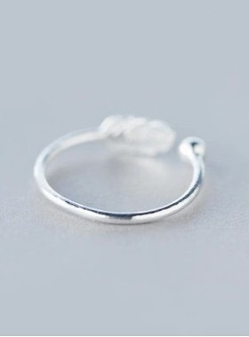 日韩s925纯银开口活口女树叶学生