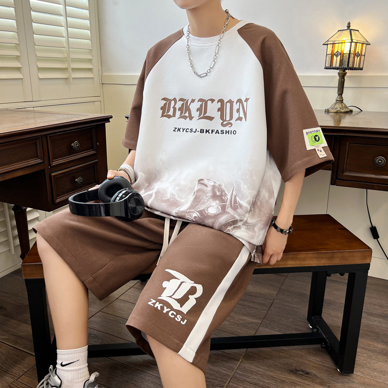 13初高中学生短袖t恤男孩12-15岁青少年潮流帅气14大童夏装套装16