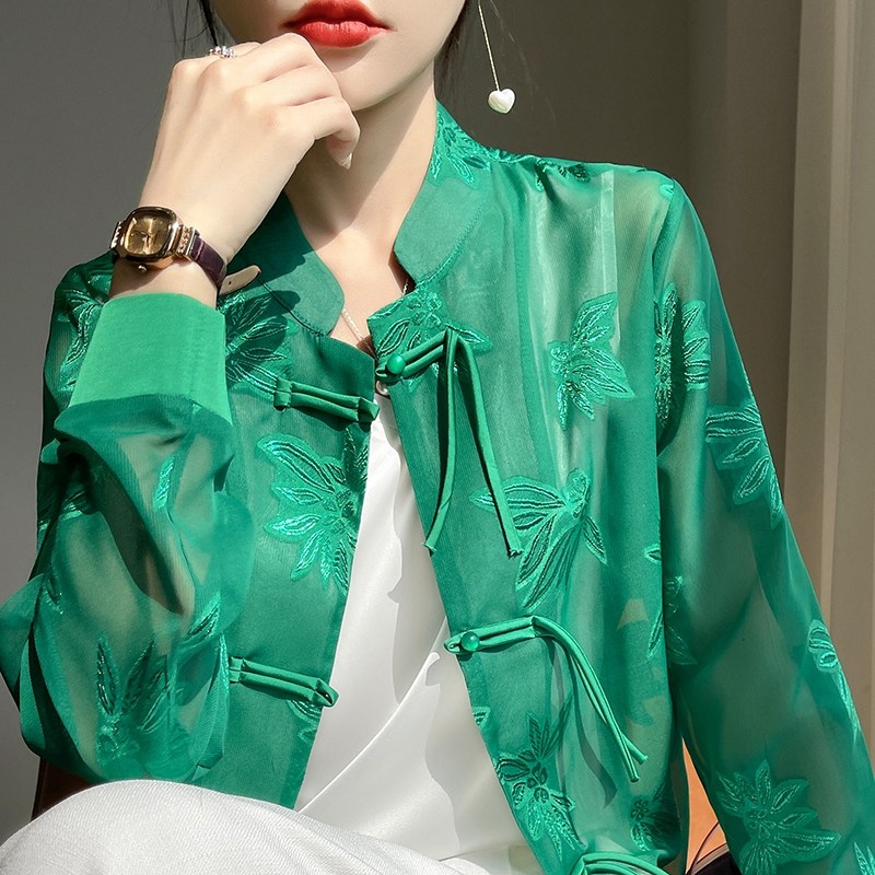 新国潮风配旗袍衬衫女防晒衫中式盘扣外套上衣宽松休闲百搭外搭,淘宝优惠券,粉丝福利购,淘宝优惠卷