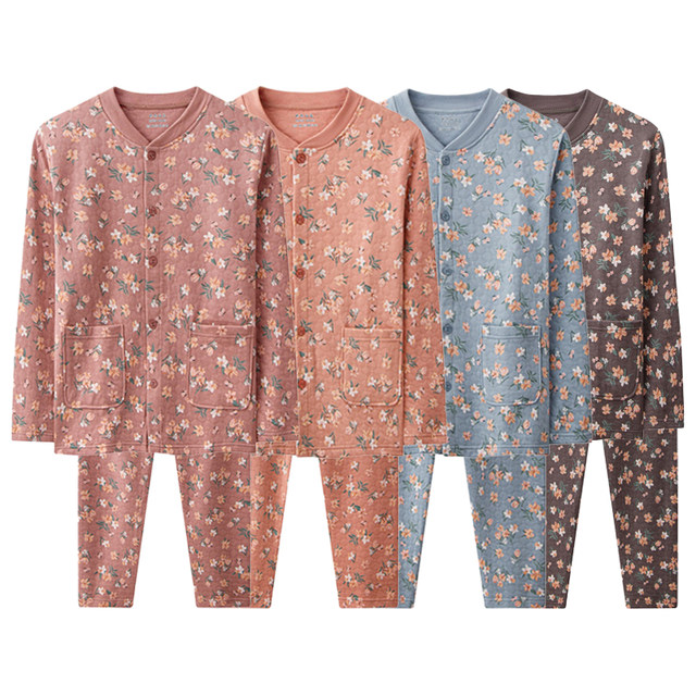 ຊຸດ cardigan quilted ສາມຊັ້ນຂອງຜູ້ສູງອາຍຸສໍາລັບແມ່ຍິງໄວກາງຄົນແລະຜູ້ສູງອາຍຸ, ຊຸດຊັ້ນໃນຄວາມຮ້ອນຂອງແມ່ຍິງໃນເຮືອນໃສ່ຜ້າຝ້າຍບໍລິສຸດຂອງແມ່ແລະຜູ້ສູງອາຍຸ