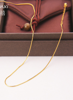 极简风全素链圆形细蛇骨项链