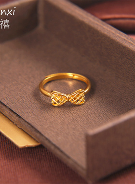 甜美仙气镂空蝴蝶结戒指