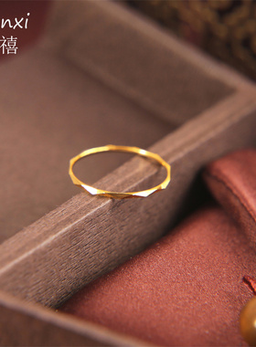 1mm极细精致超闪多切面棱形戒指