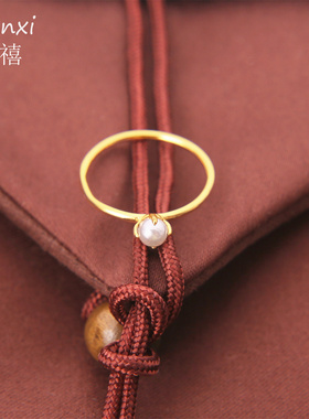 一颗迷你强光小珍珠四爪戒指