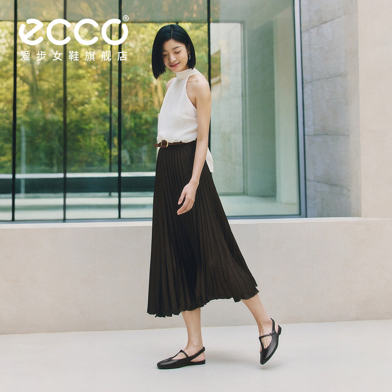ECCO爱步女鞋 夏季新款复古玛丽珍单鞋方头平底凉鞋舞悦234353