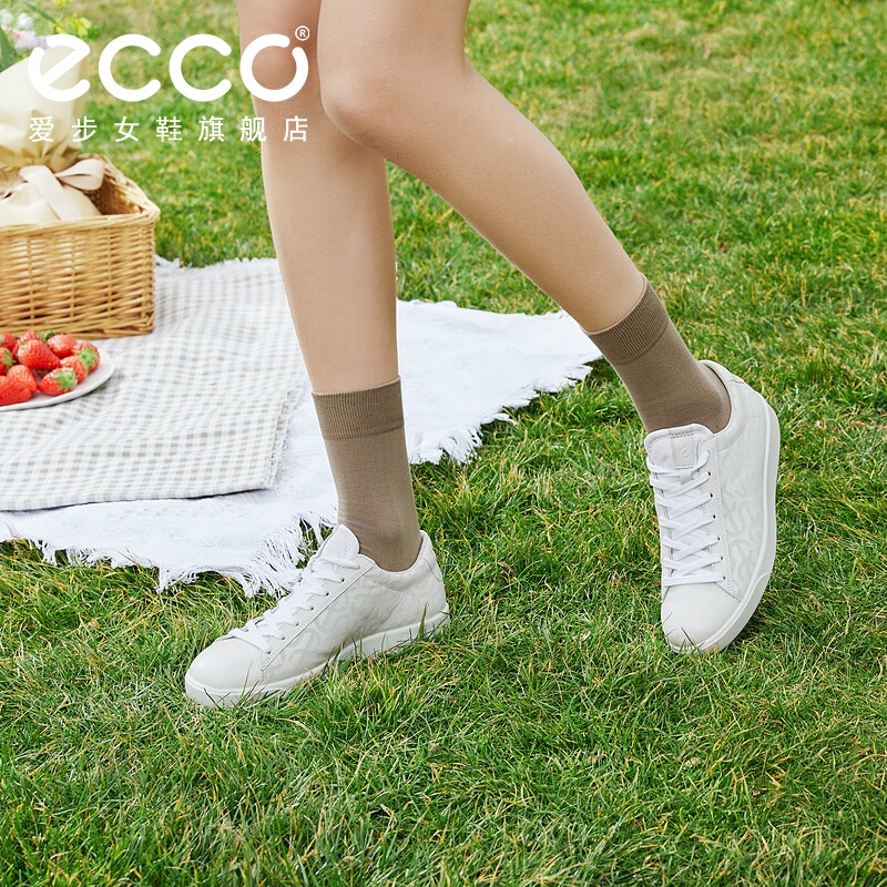 ECCO爱步女鞋小白鞋 新款真皮板鞋时尚休闲鞋通勤 街头轻巧212863 - 图1